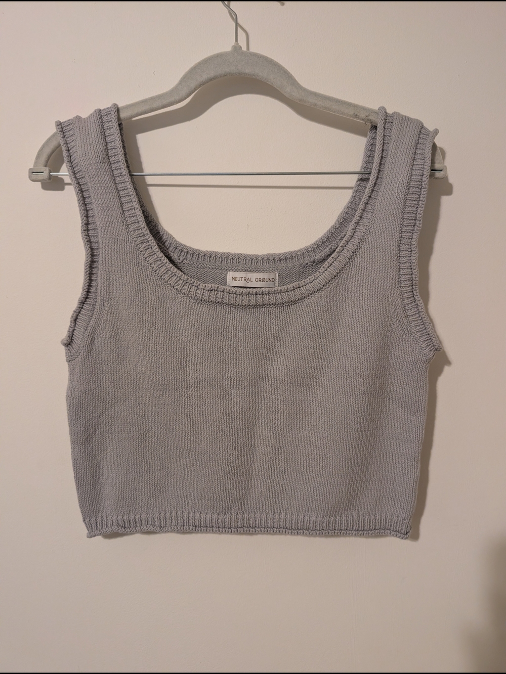 Neutral Ground Light Gray Cropped Knit Tank